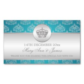 Elegant Wedding Favor Tag Royal Crown Blue Business Card Templates