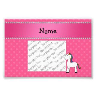 Personalized name unicorn pink polka dots photograph