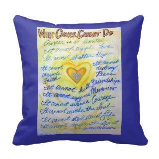 What Cancer Cannot Do Blue & Gold Throw Pillow