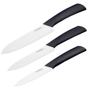 Toponeware CKBKW456 3 Piece Ceramic Knife Set, Black/White Ceramic Knives Kitchen & Dining