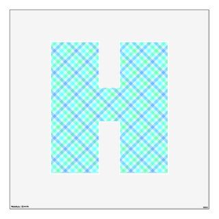 Blue Green Plaid Letter H Room Graphics