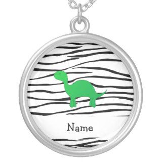 Personalized name dinosaur zebra stripes pendant
