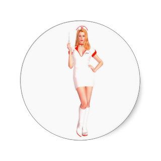 Jenna   blonde Nurse Round Sticker