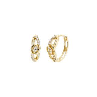 14k Yellow gold, AAA Grade CZ Huggy style Fancy Hoop Earrings ( F color, VVS clarity) Jewelry