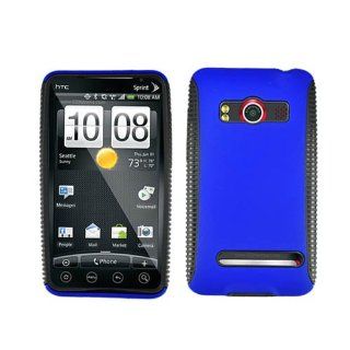 HTC EVO 4G, PC36100 Hard Plastic Snap on Cover Black Silicone Inner Blue Rubberized Plastic Outer Hybrid Case Sprint Cell Phones & Accessories