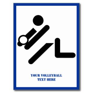 Volleyball player black, white, blue icon custom postcard