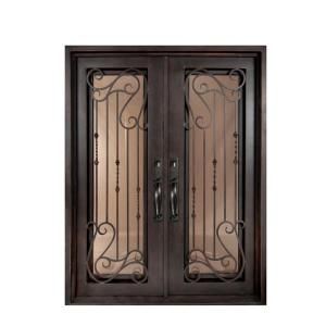 Iron Doors Unlimited Armonia Full Lite Painted Oil Rubbed Bronze Decorative Wrought Iron Entry Door IA6298RSLT