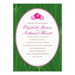 Tropicana Wedding Invitation in Pink & Green