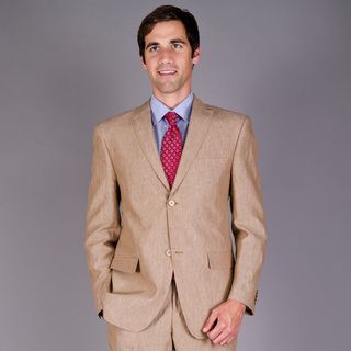 Men's Taupe 2 Button Linen Suit Suits