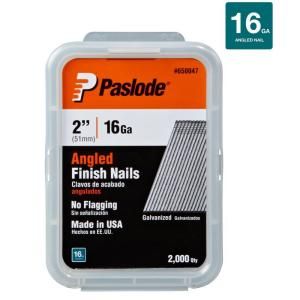 Paslode 2 in. x 16 Gauge Galvanized Angled Finish Nails (2,000 Pack) 650047