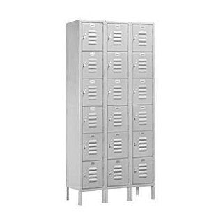 Metal Locker   Six Tier Box Style   3 Wide   6 Feet High   18 Inches Deep   18 Compartments  Office Storage Lockers 