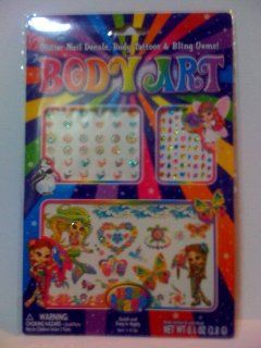 Lisa Frank Body Art Glitter Nail Decals, Body Tattoos and Bling Gems (1 sheet) Toys & Games