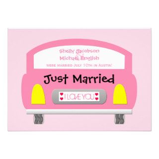 Post Wedding Reception Invitation    Pink Car