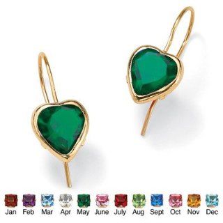 Heart   Shaped Birthstone Earrings Birthstone MAY   Emerald Jewelry