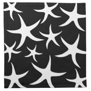 Black and White Starfish Pattern. Napkins
