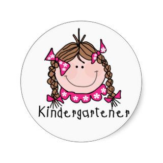 Brunette Girl Kindergartener Stickers