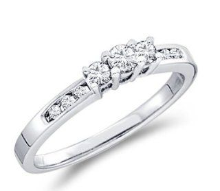 .26CT Women's 3 Stone Diamond Ring 14k White Gold Jewel Tie Jewelry