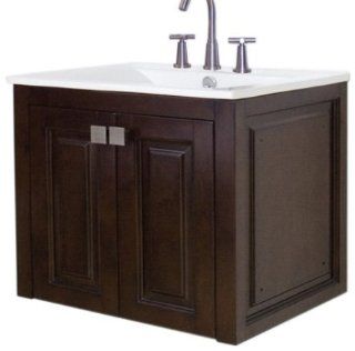 American Imaginations 463 American Birch Wood Wall Hung Vanity with Soft Close Doors and White Ceramic Top, 32 Inch W x 22 Inch H   Shelving Hardware  
