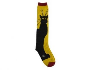 Sock It To Me Black Cat Knee High Womens Socks, Black/yellow, One Size Fits Most Casual Socks Clothing