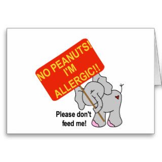 Elephant No Peanuts Greeting Cards
