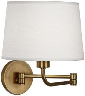 Robert Abbey 464 Koleman   One Light Wall Sconce, Aged Brass Finish with Oyster Linen Shade    