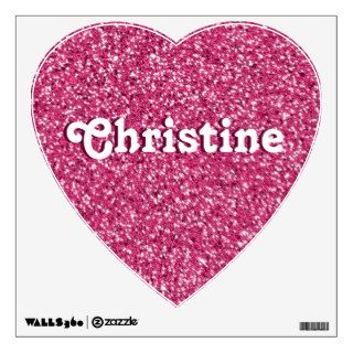 Fake Pink Glitter Pattern And Custom Name Wall Decals