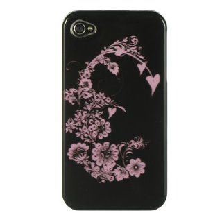 Apple iPhone 4S/4 Protector Case Phone Cover   Black with Pink Blossom Cell Phones & Accessories