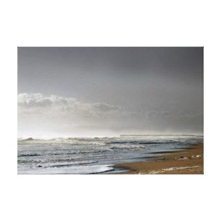 Storming Sea, Distant Pier Gallery Wrapped Canvas