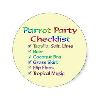 Parrot Party Checklist Female Round Stickers
