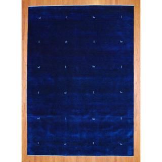 Indo Hand knotted Navy/ White Gabbeh Wool Rug (10' x 14') 7x9   10x14 Rugs