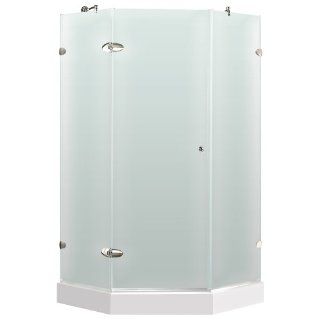 VIGO VG6061CHMT36WRS 36 x 36 Frameless Neo Angle 3/8" Frosted/Chrome Shower Enclosure Right Door with Low Profile Base    