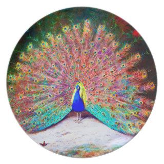 Vintage Peacock Painting Party Plates
