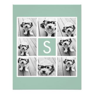 Mint and White Photo Collage with Monogram Personalized Flyer