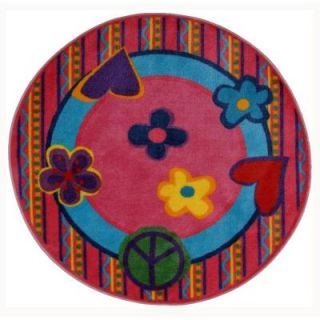 LA Rug Inc. Fun Time Shape Peace Out 4 ft. 3 in. Round Area Rug FTS 180 51RD