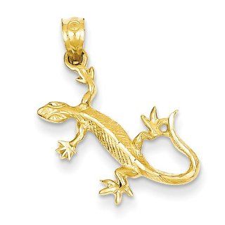 Lizard Pendant in 14kt Yellow Gold   Glossy Polish   Pretty   Unisex Adult Jewelry