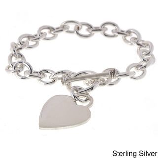 Sterling Essentials Heavy Silver 7.5 inch Heart Toggle Bracelet Sterling Essentials Sterling Silver Bracelets