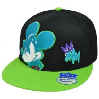 Disney Mickey Mouse Neon Mean Gangster1928 Flat Bill Two Tone Snapback Hat Cap Clothing