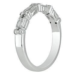 18k White Gold 1/2ct TDW Bezel Double Row Diamond Ring (G H, SI1 SI2) Diamond Rings