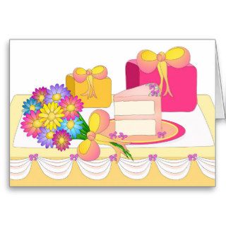 Party Time   Cake and Presents Greeting Cards