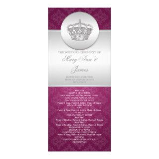Elegant Wedding Program Royal Crown Berry Pink Custom Invitation