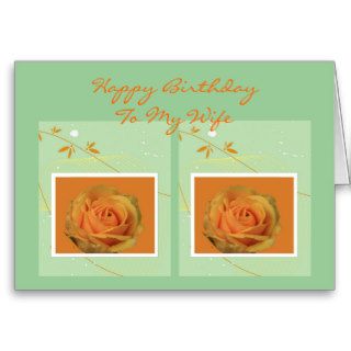 Happy Birthday Wife, orange rose Greeting Cards
