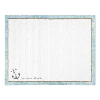 Nautical Personalized Flat Note Cards   Anchor