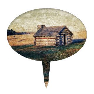 rustic farm landscape western country cabin cake toppers