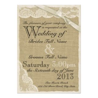 Antique White Lace Country Wedding Personalized Invites