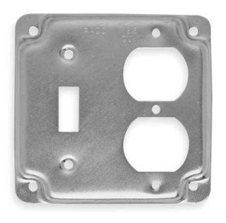 Steel City 471 NEC Pre Galvanized Steel Square Box Surface Cover with One Toggle Switch and One Duplex Device   Switch And Outlet Plates  