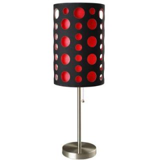 ORE International 33 in. Black and Red Stainless Steel High Modern Retro Table Lamp 9300T BK RD