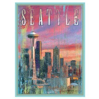 Santa Barbara Design Studio Seattle Mini Wall/Desk Plaque by Patrick Reid O'Brien, 4 by 6 Inch   Seattle Wall Art