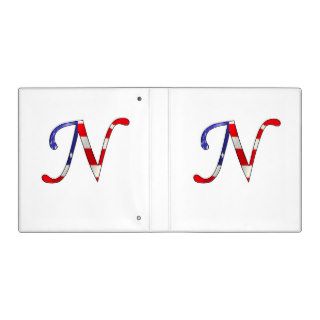 Monogram Letter N American Flag 3 Ring Binders