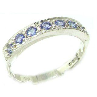 Solid English Sterling Silver Ladies Natural Tanzanite Eternity Band Ring   Finger Sizes 5 to 12 Available Jewelry