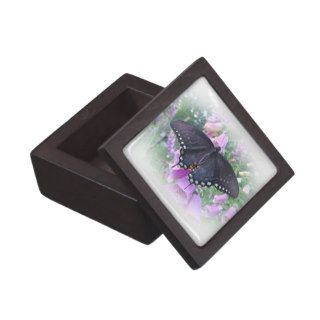Spicebush Swallowtail Butterfly on Foxgloves Premium Jewelry Boxes